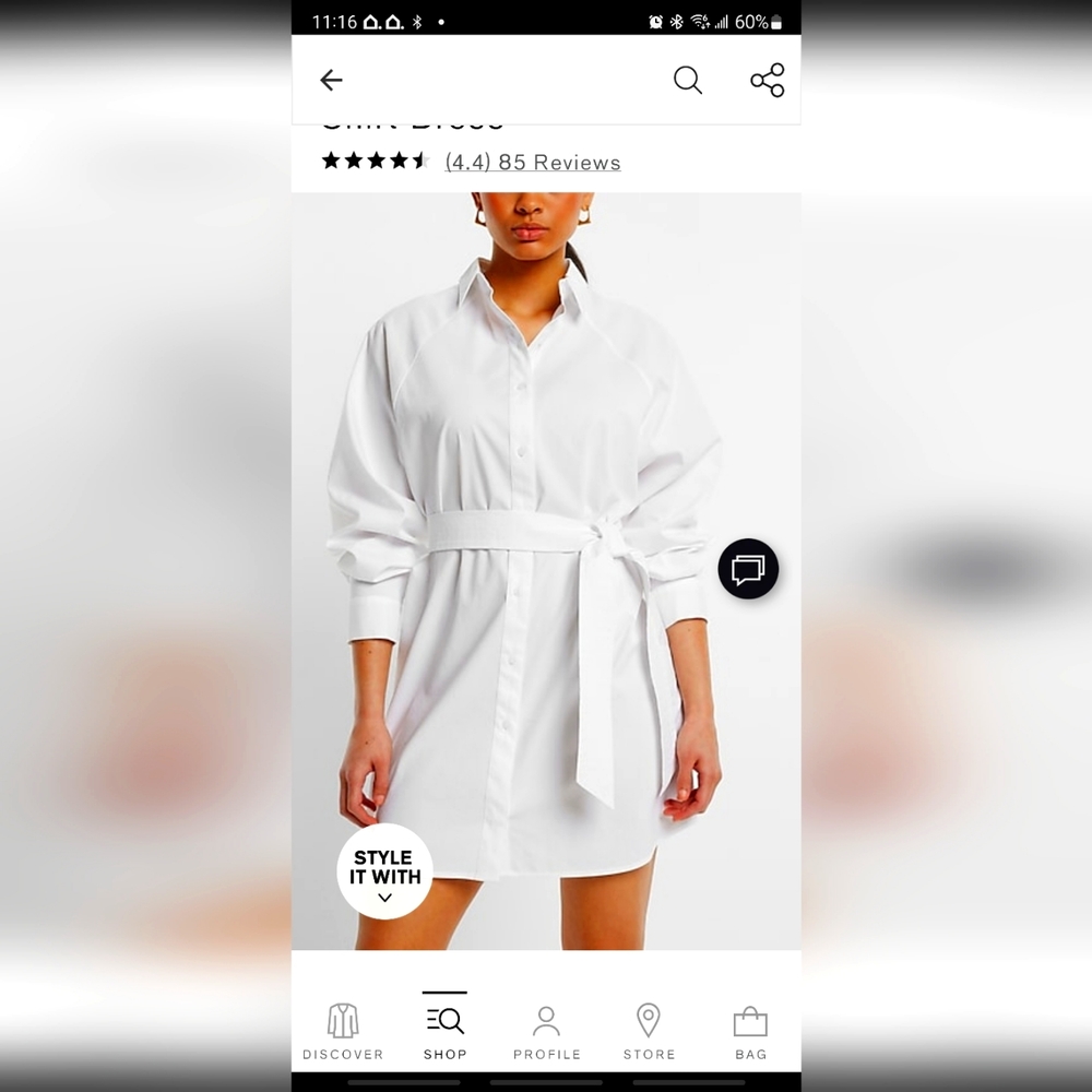 Express Women's white Button Front Boyfriend Portofino Shirt Dress Size Medium